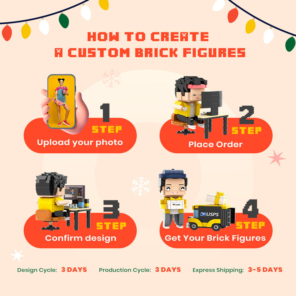 Custom Pet Brick Figure Fully Body Customizable 1 Cat Photo Brick Figures Customized Cat Only