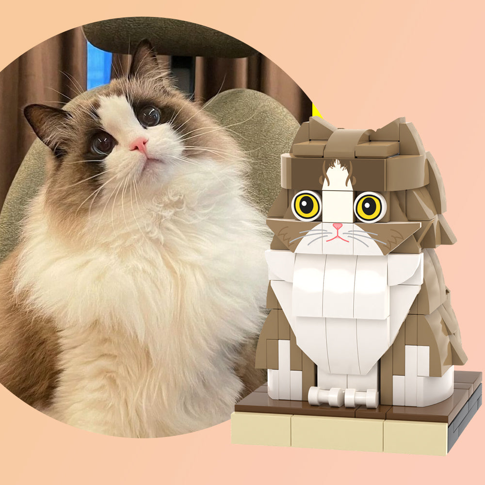 Custom Pet Brick Figure Fully Body Customizable 1 Cat Photo Brick Figures Customized Cat Only